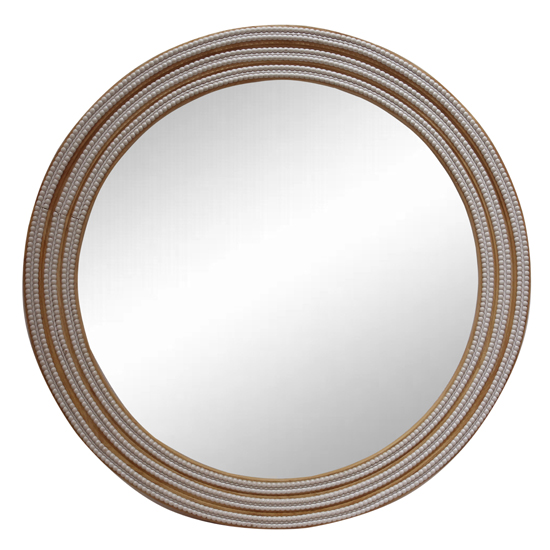 Rustic Beaded Wooden Round Mirror XR3590-6